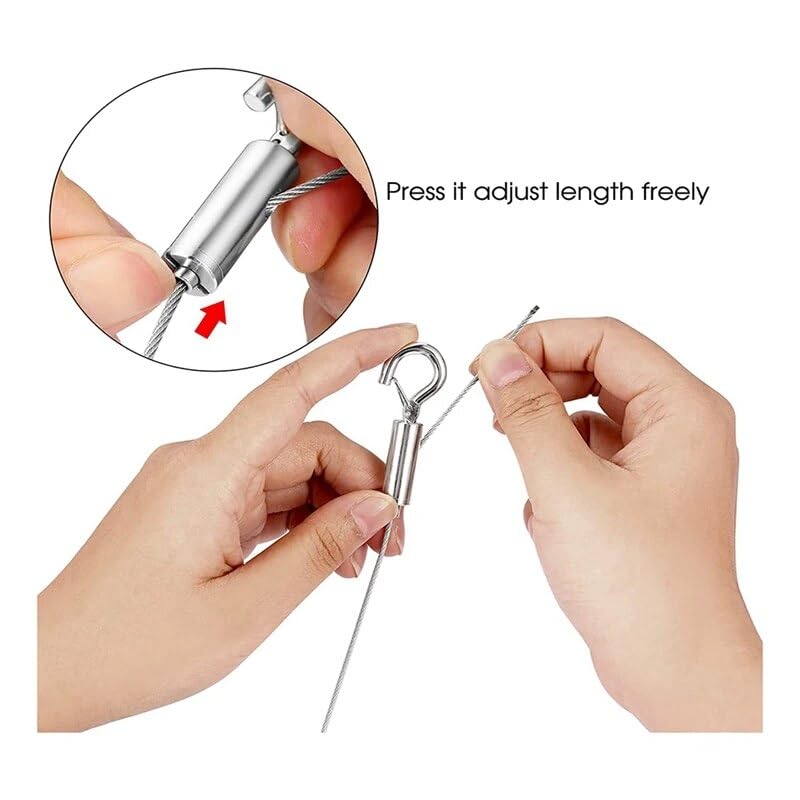 Image of GTBL Adjustable Picture Hanging Wire Heavy Duty Supports - 2 Pack Hanging Hardware, 2M X1.5Mm Stainless Steel Wire Rope
