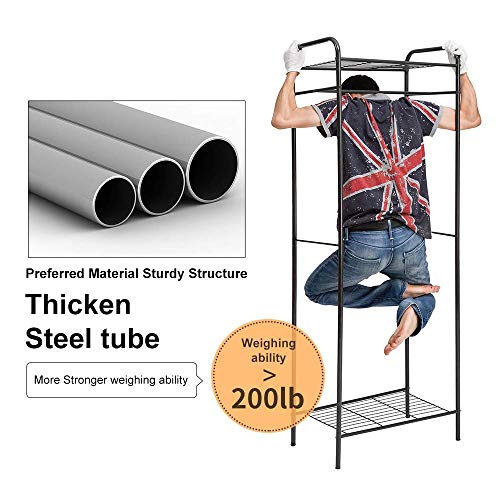 HOME BI Clothing Garment Rack, Clothes Stand Rack Organizer Storage with Hanging Rod and 2-Tier Metal Storage Shelf, 24”W x 15”D x 65”H, Black