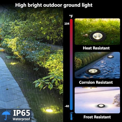 GXSTHY In Ground Lights Outdoor Lighting,IP65 Waterproof Well Light 120V 110V,7W 700lm,3CCT Selectable LED Landscape Lighting Wired for Garden Yard,Pathway,Driveway,Deck,Pack of 8