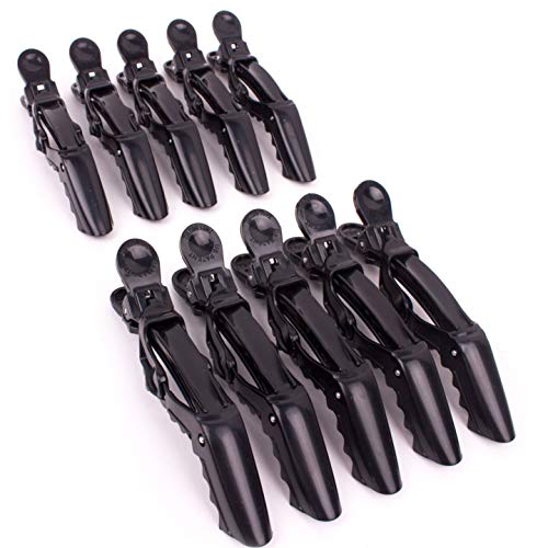 The Hair Shop Shark Clip | Enhanced Croc Crocodile Alligator Grip Clip (2nd Generation) | Sectioning Tool for Women | US Patented | Professional Salon Quality - Made In Korea (10 Pack) (Black)