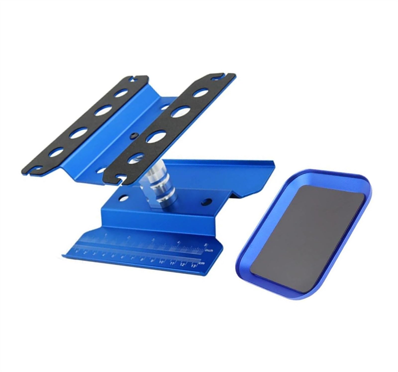 Accesorios Coches RC para Traxxas para TRX4 para Axial para Arrma para WLtoys 1/8 1/10 1/12 1/16 Soporte Trabajo Estación Reparación Elevador Rotación 360° Bandeja Tornillos Piezas RC(Blue)