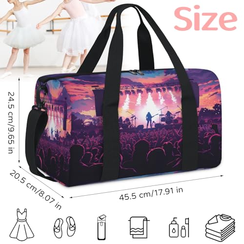 Happy Music Festival Sports Duffle Bag for Women Men Waterproof Overnight Weekender Bag with Adjustable Strap Travel Tote Bags for Beach Yoga Work Dance Swim2