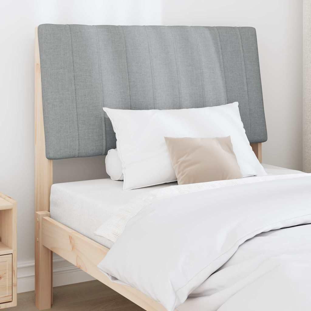 Tête de Lit Capitonnée en Tissu et Pin Massif 90 cm Gris Clair