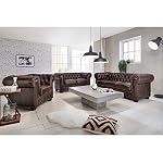 Woodkings® Chesterfield Sofa Set 1+2+3 Vintage Echtleder Couchset Bürosofas Polstermöbel Set antik Designsofa Set Federkern Unikat Herrenzimmer englisches Leder Stilsofa Clubsofa (antik braun)