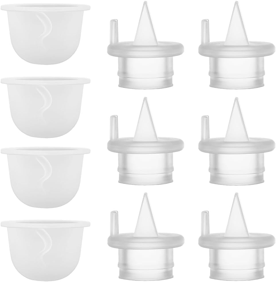 6pcs Duckbill Valves and 4pcs Silicone Diaphragm Compatible with Zomee Z1/Z2/BabyBuddha/NCVI 8782/8780/Motif Twist Breast Pump Replacement Pump Accessories