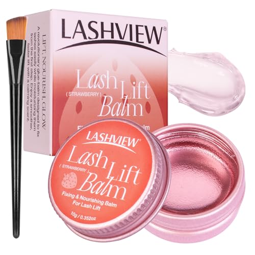 LASHVIEW Lash Lift Glue Balm Faint Fragrance Lash Glue Wax for Perfect Eyelash Perm & Brow Lamination Easy to Apply and Fast Setting & Water SolubleStrawberry