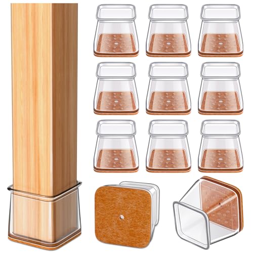 椅子脚カバー 四角 椅子足カバー いすのあし カバー きず防止 シリコン 防音 四角の椅子脚 移動ラクラク フェルトパッド クリア 8個入-M