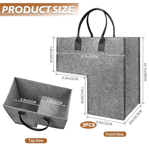 Forhome 2 Stück Treppen Organizer Korb, Grau Treppenkorb mit Griffen, L-Form Treppenkorb Organizer, Faltbarer Filzstoff Treppenkörbe für Haushaltsgegenstände Wäsche Spielzeug