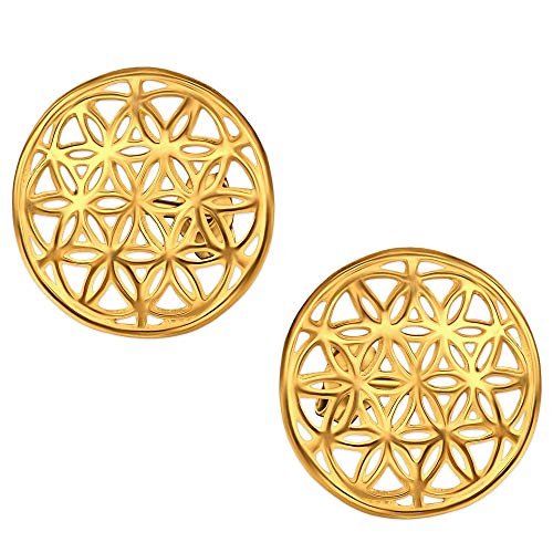 Clever Schmuck Pendientes dorados para mujer, 14 mm de diámetro, chapados en oro de plata de ley 925