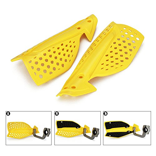 Image of Motorcycle Handguards Double Layer Protection 7 /8 inchand 11 /8 inchUniversal for RMZ450 DRZ125 DRZ400 RM85 RM125 DR650 Rally 500 Dirt Pit Bike ATV Off Road Motocross Yellow