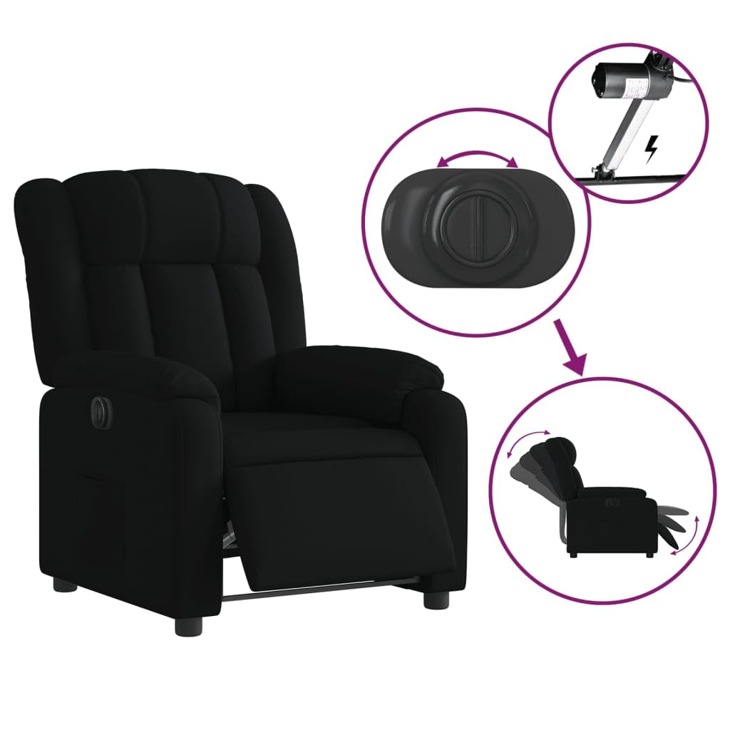 Rantry Poltrona Elettrica Reclinabile Nera in Tessuto,Mobile Sedia da Massaggio Poltrona Relax Tutto Il Corpo, Poltrona Massaggiante Poltrona Reclinabile Relax l