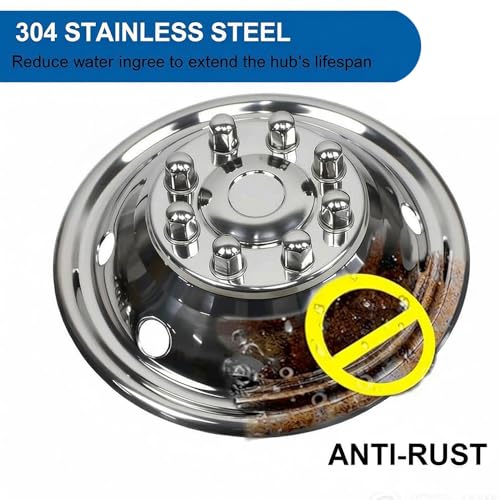 Image of 17 inch Polished Stainless Steel Dually Wheel Simulator for 2011-2025 Chevry Silverado|GMC Sierra 3500HD,4pcs Nice Looking Bolt On Wheel Cover,8 Lug 5 Hand hole Hubcap with Installation Tool Kit