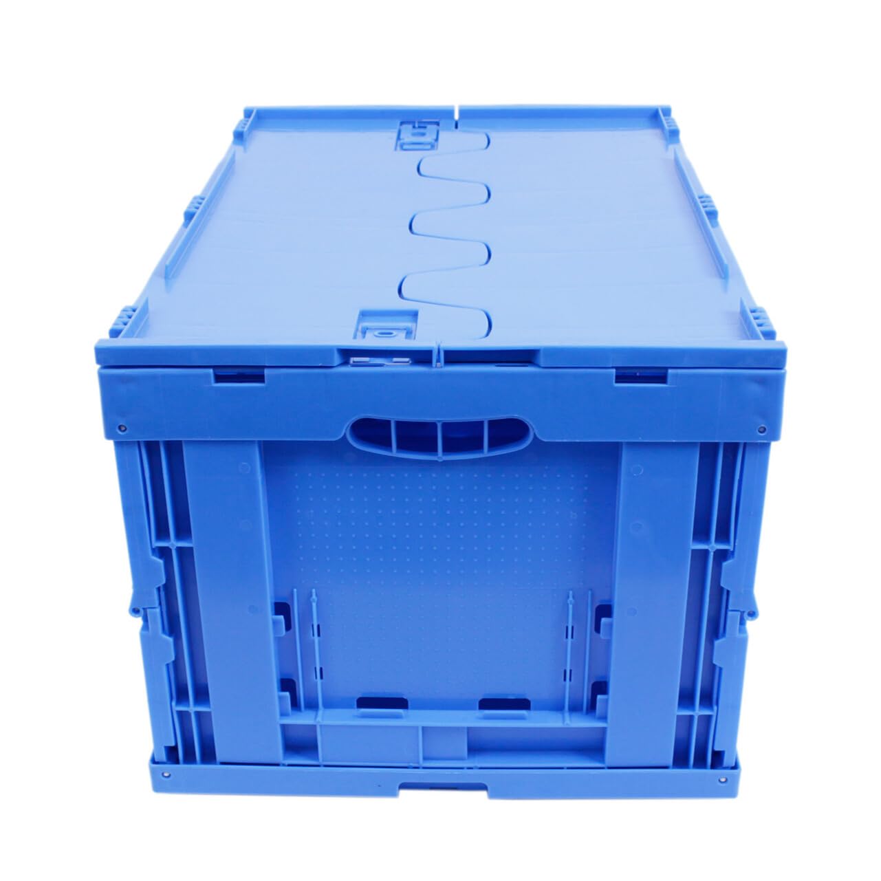 Caja plegable con tapa, resistente y grande 60L, contenedor de transporte, caja de almacenamiento para compras, Fabricada en Alemania, Etiqueta Ecológica, 60x40x33 cm, azul | Estabilidad probada por TÜV. Fabricado en Alemania