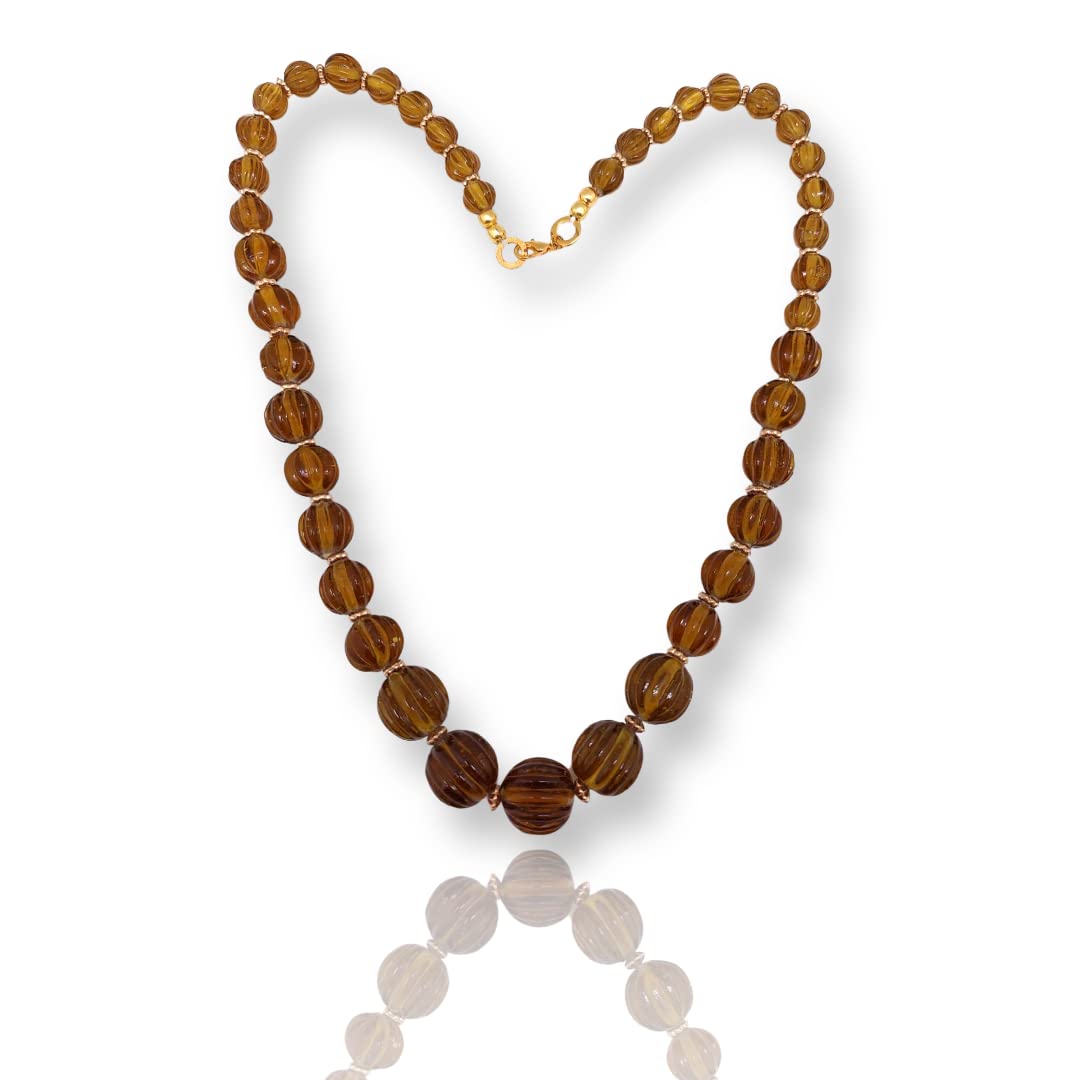 Chunky Boho Glass Bead Necklace for Women and Girls in Olive Color(4503)-image-29