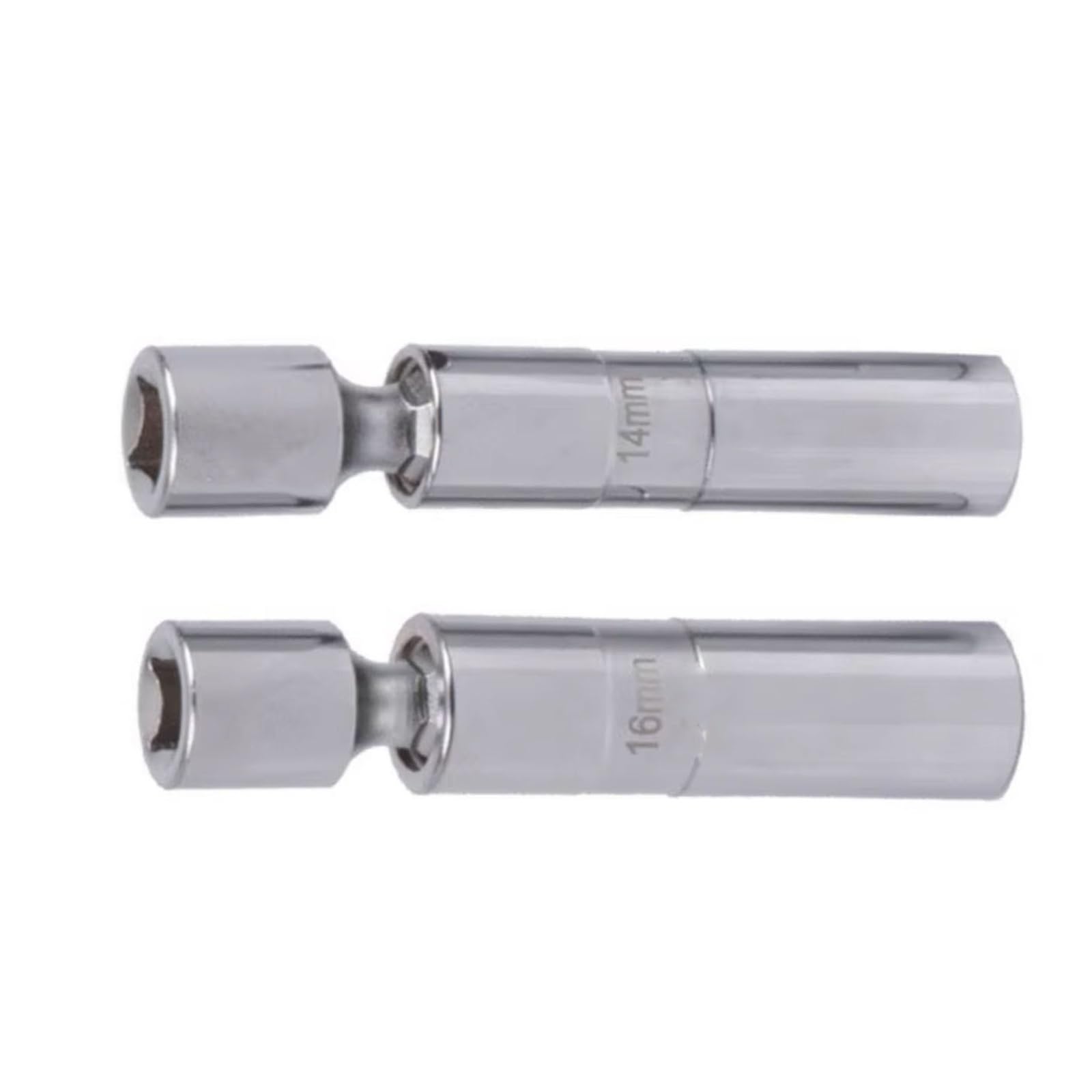 Zündkerzen-Steckschlüsselsatz mit verlängertem Gelenk, Magnetschlüssel, 3/8"-Antrieb, 12-Kant, 14 mm, 16 mm, 2-teilig
