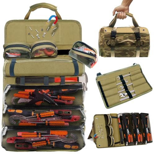 Roll Up Tool Bag Organizer: Father's Day Gift For Men, Dads, Mechanics, Electricians, Motorcycle Enthusiasts, Construction Workers, and Hobbyists - Gifts for Father's Day (Large)
