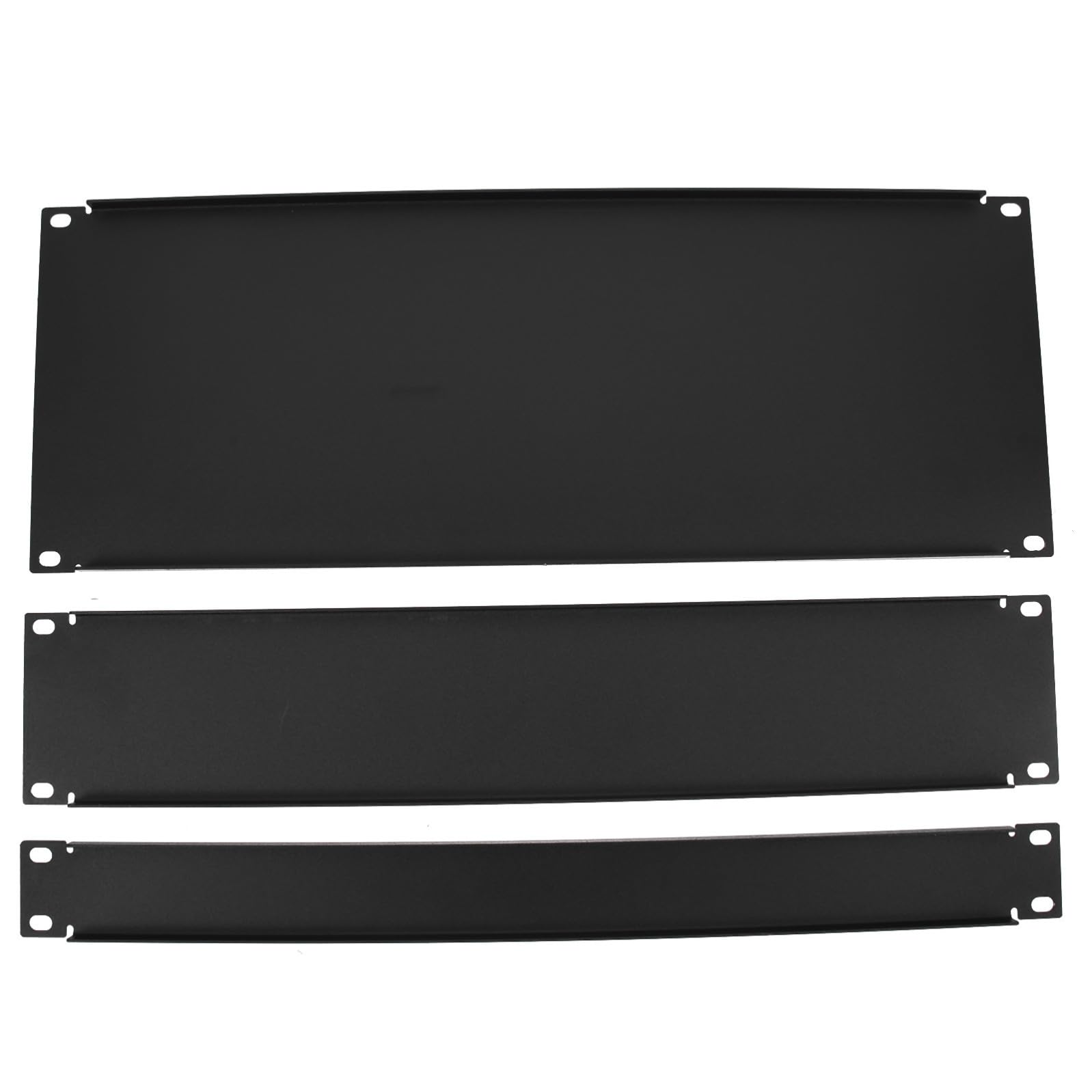 KALLORY 3 Pezzi Piatti di Copertura in Metallo Nero per Armadi Rack 1u 2u Taglie, Resistente All'usura e Facile da Usare, Copertura per Montaggio in Sala Macchine
