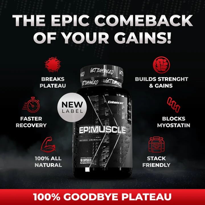 Enhanced Labs Epimuscle – Natural Plateau Breaker Supplement with Epicatechin – Supports Muscle Growth, Strength & Endurance – 60 Capsules – Made in USA — Amazon image 4