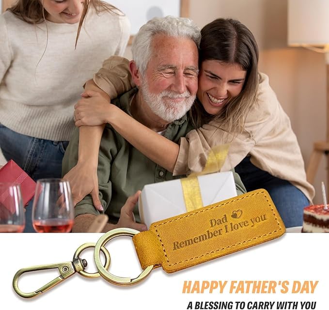 Image of Dad Keychain - Remember I Love You Dad, Leather Keychain for Father from Daughter or Son