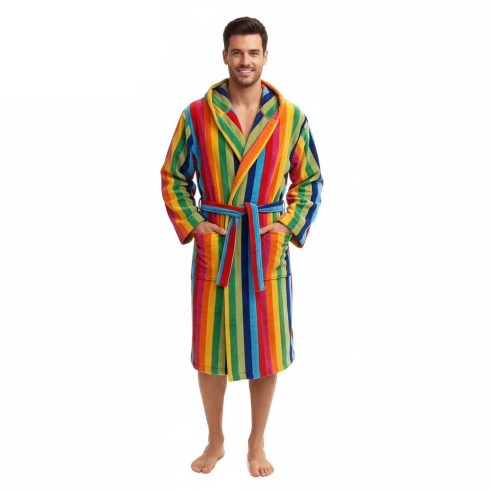 Accappatoio con cappuccio Unisex Pretti 380g/mq spugna cotone TINTO FILO | jacquard tinto filo di puro cotone altamente idrofilo