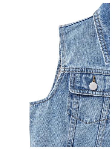 SweatyRocks Girl's Denim Vest Button Down Sleeveless Jean Jacket Outerwear with Pockets4