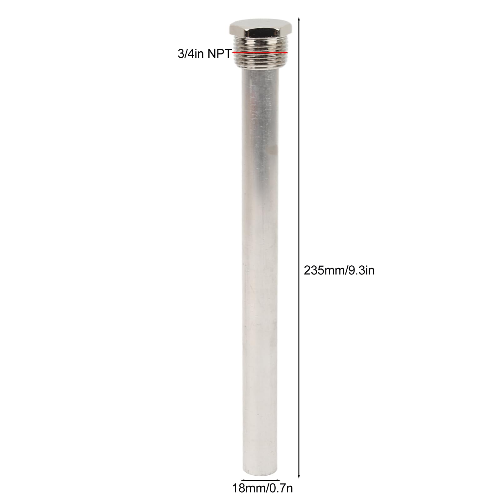 2 Pièces Tige d'anode de Chauffe-Eau RV 18 X 235 Mm 3/4 Pouces Tige d'anode de Protection NPT pour Chauffe-Eau Mor‑Flo RV Prévenez la Corrosion et Prolongez la Durée de Vie de
