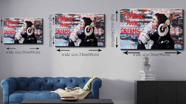 Amazon.com: Framed Banksy Graffiti Canvas Wall Art Follow
