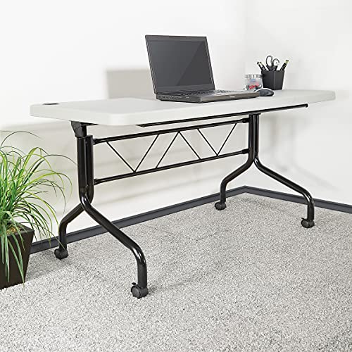 Office-Star-Tavolo-da-allenamento-multiuso-con-rotelle-di-bloccaggio-per-uso-domestico-o-ufficio-metalloplasticaresina-grigio-chiaro-15-cm