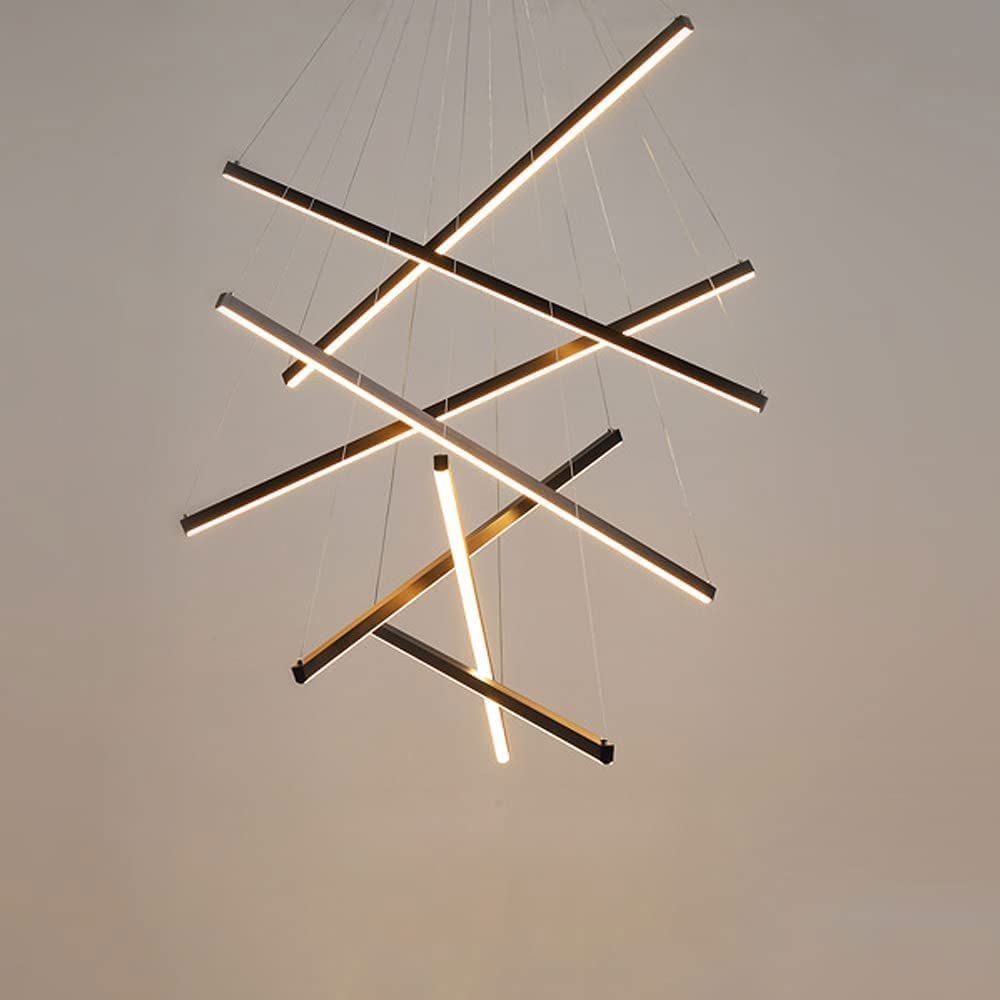 Lustre Sputnik escalier 250 cm noir à intensité variable avec télécommande