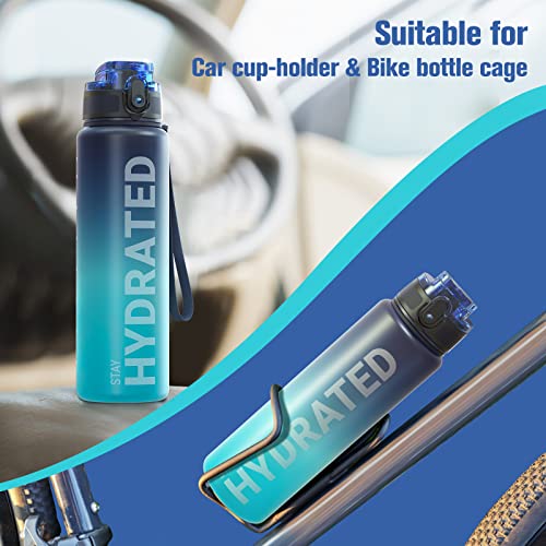 Image of Sahara Sailor Water Bottles, 25oz Motivational Sports Water Bottle with Time Marker - Times to Drink - Tritan, BPA Free, Wide Mouth Leakproof, Fast Flow Technology with Clean Brush (1 Pack)
