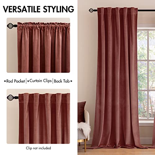 Image of MIULEE Velvet Curtains 52x72 inches 2 Panels Dusty Rose Pink Curtains | Luxury, Bedroom Living Room, Thermal Insulated, Super Soft Window Drapes, Rod Pocket & Back Tab