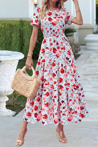 Image of PRETTYGARDEN Women's Casual Smocked Boho Floral A-Line Maxi Dress 2026