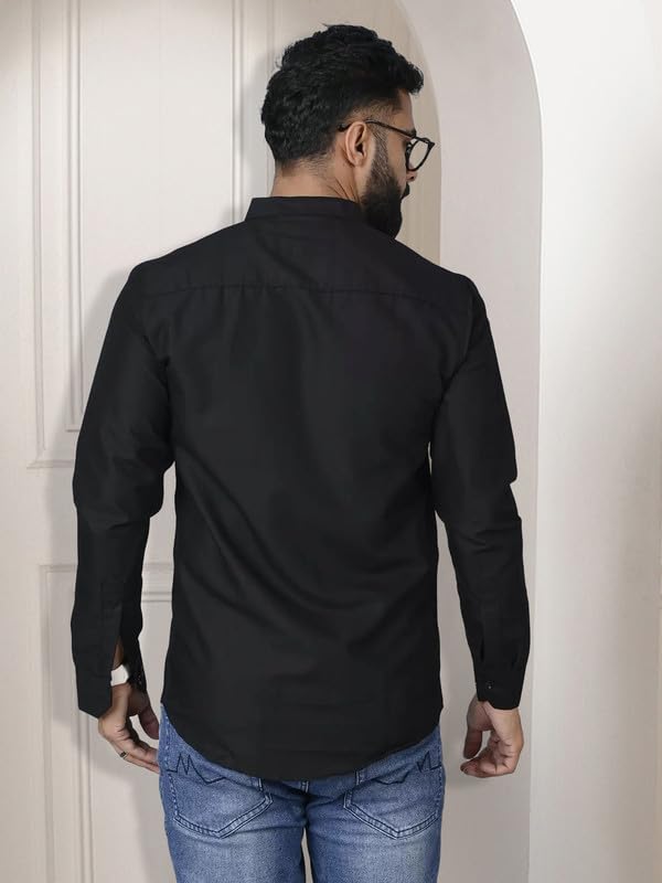 Image of Pinkmint Shirt for Men Cotton Soild Shirt & Spread Collar Long Sleeve Shirt Formal, Travelling