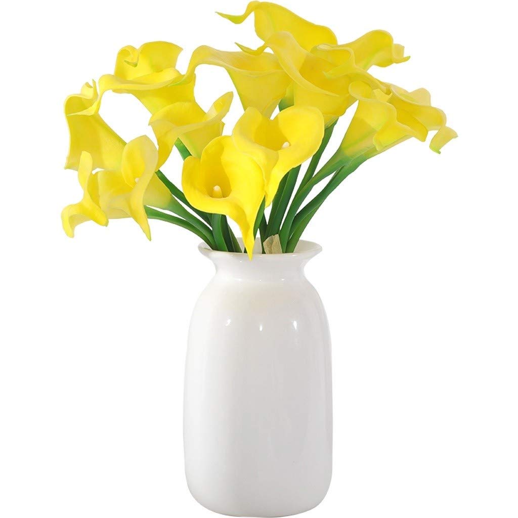 AYCDL Decor Artificial Flowers with Vase Artificial Flowers, Calla Lily Artificial Flower Bouquet Fake Flowers Arrangement with Ceramic Vase, Bridal Wedding Bouquet Artificial,A-A