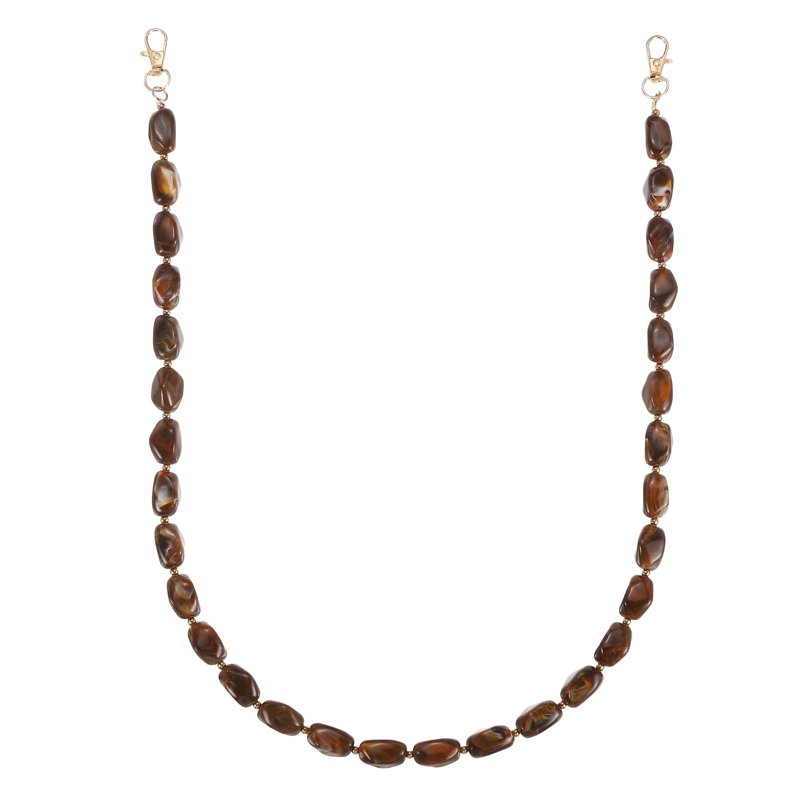 sourcing map Resin Purse Chain, 30.12" Acrylic Bead Purse Strap Extender for Short Handle Handbag DIY Craft Wallet Handle Replacement, Coffee