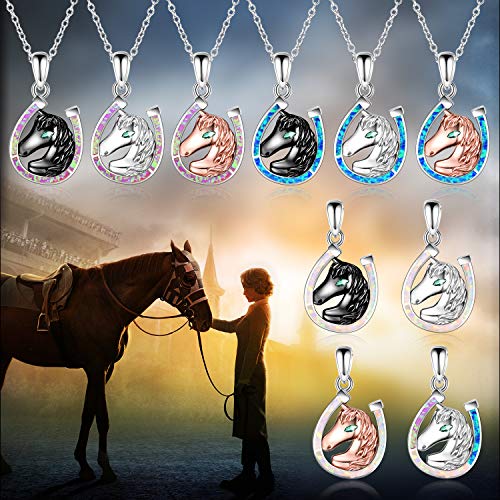 Zoeniya Mother's Day Gifts for Horseshoe Opal Horseshoe Necklace for Women Sterling Silver Horse Pendant Necklace Horse Lovers Gifts Horseshoe Jewelry for Women Mom New Mom to Be - Image 4