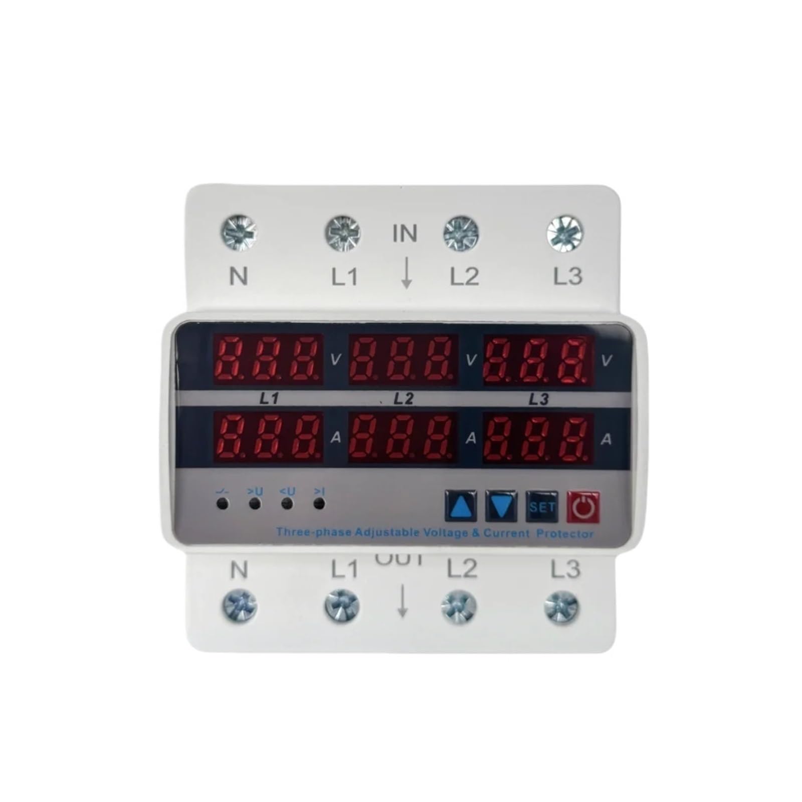 BALYDLUL 3 Phase Voltage Relay Over and Under Voltage Monitor Relays Protector Adjust Over Current 63A 80A Din Rail