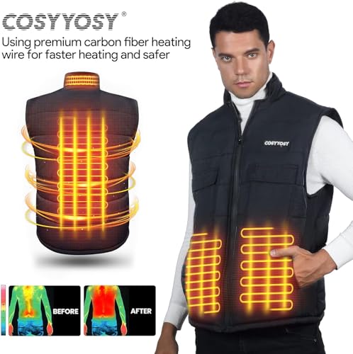 Image of Heated Vest for Men Women, 6 Pockets, 4 Heating Zones, Electric Outdoors Heating Jacket Coat (Battery Not Included)
