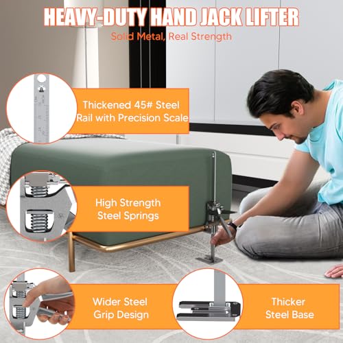 2 Stück 30.4cm Arbeitssparender Heber mit Skala, Arbeitssparende Hebebühnen, Fliesenheber bis zu 200KG, Hubhöhe 14,5cm, Hebevorrichtung für Möbel, Tür, Schrank, Gipskartonplatten, Fliesenheber