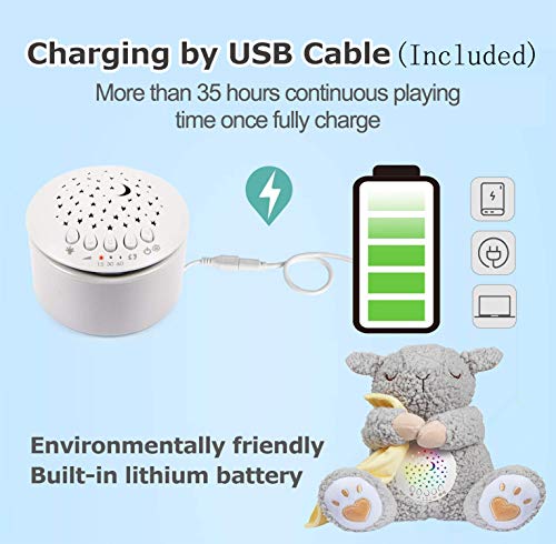 BEREST Rechargeable Baby Sleep Soother, Mom's Heartbeat Babies Cry Sensor Lullabies & White Noise Sound, Nursery Decor Night Light Projector Toddler Crib Sleeping Aid, Boys & Girls Shower Gifts - Image 4