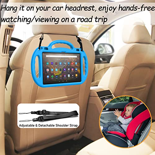 Ltrop Kids Case For Fire Hd 10 And Fire Hd 10 Plus (11Th Generation, 2021 Release) 10.1-Inch With Shoulder Strap, Light Weight Shockproof Kid-Proof Handle Stand Cover Case For Fire Hd 10 2021, Blue #TOP5