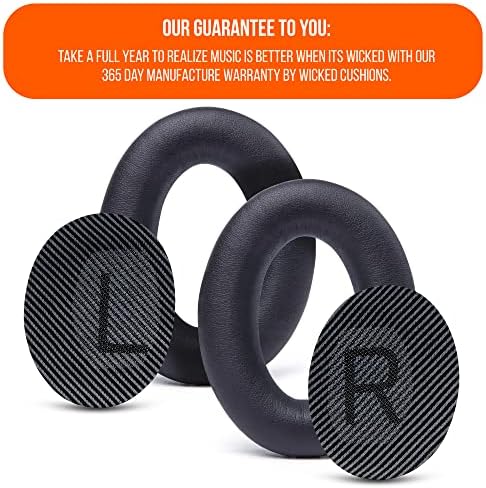 WC Wicked Cushions Upgraded Replacement Ear Pads for Bose QC35 & QC35ii (QuietComfort 35) Headphones & More - Softer Leather, Luxurious Memory Foam, Added Thickness, Extra Durability | Black - Thumbnail 5