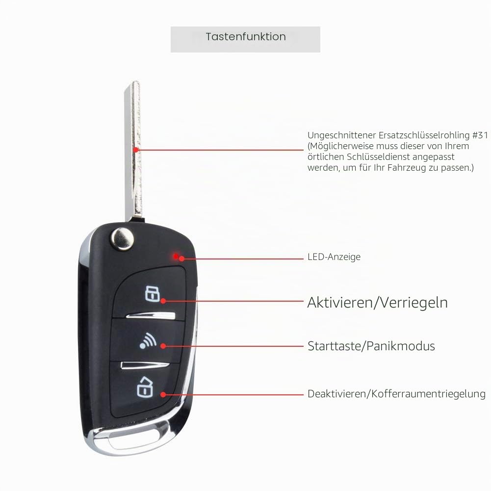 EASYGUARD EC003N-V Auto-Sicherheitsalarmsystem mit PKE passiver schlüsselloser Entriegelung Fernbedienung Motorstart Stop Keyless Go System Universalversion DC12V
