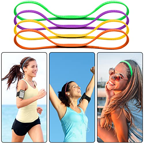 Image of Duufin 20 Pieces Sport Headbands, Thin Non Slip Headband for Women and Girls, Elastic Headbands for Workout, Running, Yoga, Volleyball, Basketball, 1 cm Wide, 42 cm Circumference, 20 Colors