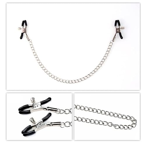 Adjustable Metal Nipple Clamps Kumquat Zhr 520 Entertainment Clip For Women Non-Piercing Nipplerings Clip On Nipple Rings Decorative Clip For Clothing Accessories (Black/Rh2) #TOP1