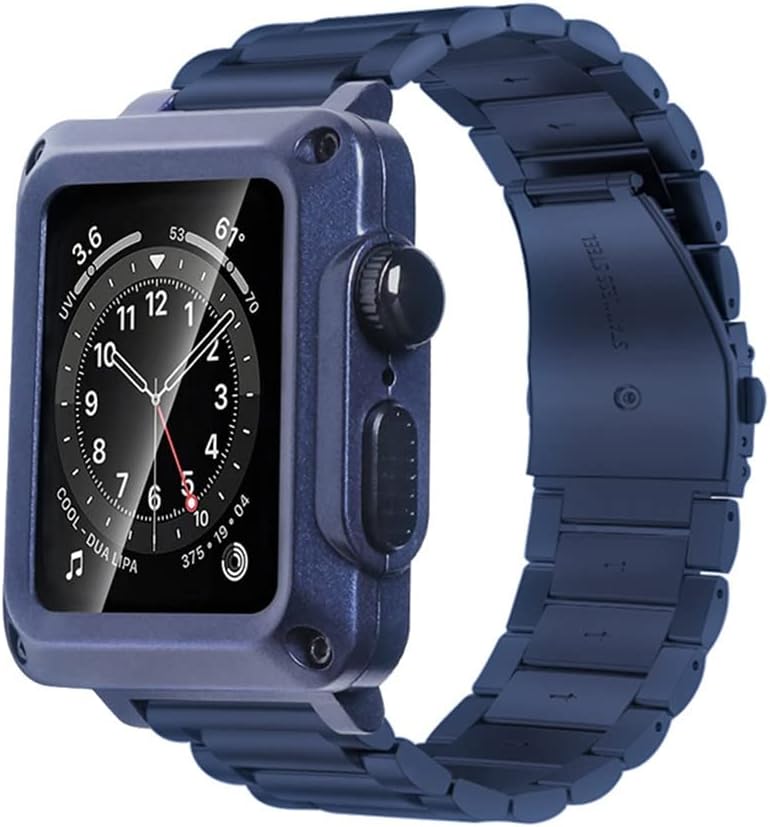 Strap+Case for Apple Watch Strap 40mm 38mm 44mm 42mm Drop Resistant Stainless Steel Bracelet for Apple Watch 8 7 6 SE 5 4 3 2 Series