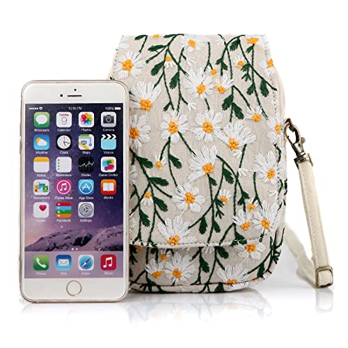 Image of SILKAREA Embroidered Cute Mini Crossbody Bag for Women Small Handbags Wristlet Wallet Bag Cell-phone Pouch Coin Purse