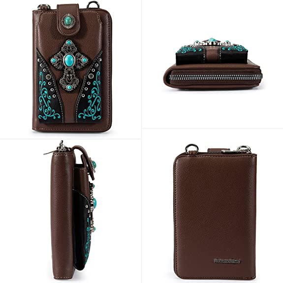 Image of Montana West Western Crossbody Phone Wallet for Women RFID Blocking Wallet Purse with Cash Slots & Zipper Pocket