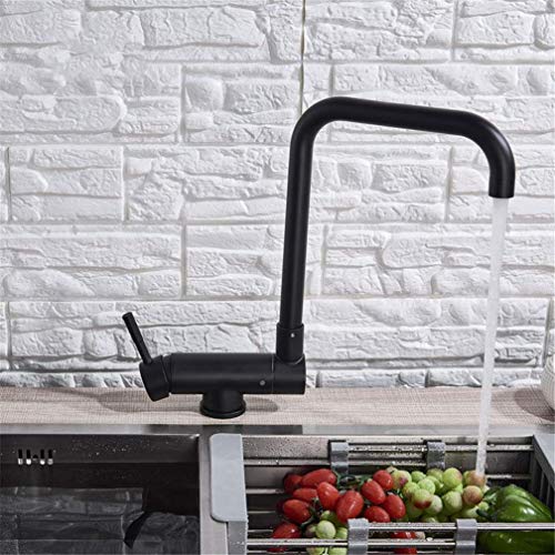 Mitigeur de cuisine noir 360 degrés haute précision à commande unique sur pont