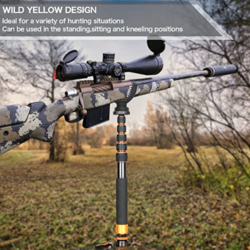 Hunting Monopod Shooting Stick Tripod Stand Gun Rifle Shooting Rest Aluminum 21\"-67\" Shooting Tripod with 360° Rotating V Yoke Head for Hunting, Shooting, and Outdoors - Orange